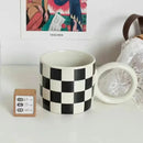 Axyaa Ceramic Round Handle Mugs White Black Splash-ink Tea Milk Water Cup