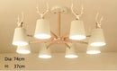 Axyaa Iron Antler Chandelier Kitchen Restaurant Bar Lighting E27, Nordic Minimalist Modern, Black White Wood