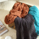 Axyaa Caramel Knit Throw Blanket - Soft, Warm, Textured, & Stylish