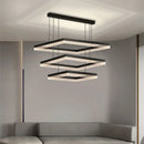 Axyaa Modern Minimalist Square LED Pendant Light Dimmable Chandelier for Living Room & Bedroom