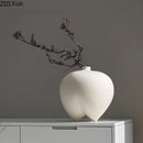 Axyaa Black Ceramic Small Mouth Vase for Dried Flower Arrangement Home Decor