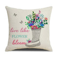 Axyaa Spring Flowers Linen Pillowcase: Bike Truck Print Cushion Cover 45x45CM