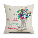Axyaa Spring Flowers Linen Pillowcase: Bike Truck Print Cushion Cover 45x45CM