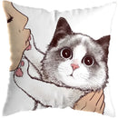 Axyaa Cute Cat Kiss Love Pillowcase 45x45cm - Home Decor Short Plush Pillow Cover