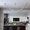 Axyaa Modern Curved Line Pendant Lights for Restaurant, Bar, Living Room- Long Strip Lamp