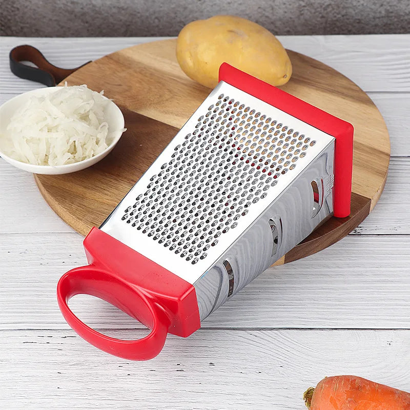 Axyaa 4-Sided Stainless Steel Grater Kitchen Gadget for Vegetables, Cheese, Potatoes