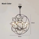 Axyaa Iron Chandelier with Crystals: Retro Loft Globe Lighting for Dining Room & Clothing Store