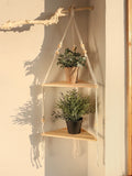 Axyaa Macrame Floating Corner Shelf Wall Decor Pot Stand NordHome Décor