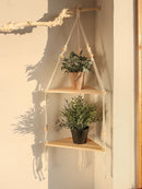 Axyaa Macrame Floating Corner Shelf Wall Decor Pot Stand NordHome Décor