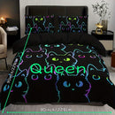 Axyaa Cat Cartoon Print Bedding Set - All-Season Comfort, Vibrant Design, Machine Washable