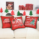 Axyaa Christmas Letter Print Fleece Pillow Cover with Curved Lace - Home Decor