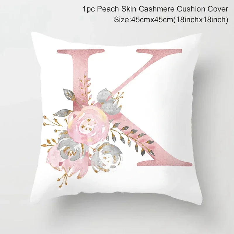 Axyaa Pink Letterwork Cushion Cover 45*45cm, Wedding Party Decor, Elegant Wedding Pillow