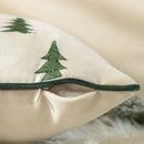 Embroidered Christmas Trees Pillow Cover with Velvet Piping - Axyaa Brand