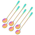 Axyaa Stainless Steel Long Handle Spoon Set for Coffee Dessert Milkshake Ice Cream