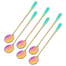 Axyaa Stainless Steel Long Handle Spoon Set for Coffee Dessert Milkshake Ice Cream