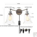 Axyaa 2-Head LED Wall Sconce Industrial Iron Glass Retro Stair Light Fixtures
