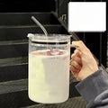 Axyaa Large Glass Measuring Cup with Lid and Handle - Clear Scale Multifunction Mug