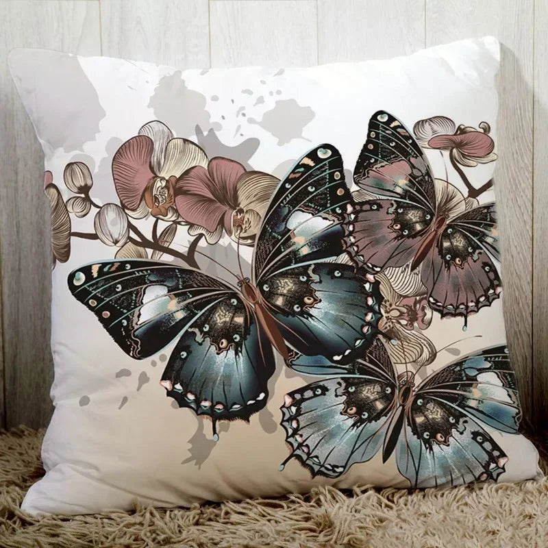 Axyaa Butterfly Printed Couch Cushion Cover 45x45cm Home Decor Pillowcase