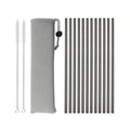 Axyaa Stainless Steel Reusable Metal Drinking Straws Set with Cleaner Brush