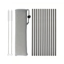 Axyaa Stainless Steel Reusable Metal Drinking Straws Set with Cleaner Brush