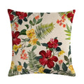 Axyaa Leaf Pattern Decorative Cushion Cover Pink Flower Linen Pillow Case