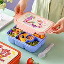 Kids Bento Lunch Box 4 Compartment Microwave Leakproof Lunchbox with Sauce Container by Axyaa