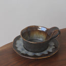 Axyaa Kiln Ceramics Latte Cups Set - Italian Style Coffee Mugs & Saucers