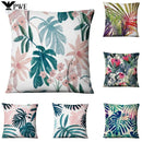 Axyaa Tropical Palm Leaf Print Cushion Cover for Living Room, Bedroom, and Car