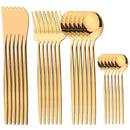 Axyaa 24Pcs Stainless Steel Cutlery Set Dinnerware Flatware Knife Fork Spoon