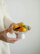 Axyaa Butterfly Orchid Tea Plate: Hand-Painted Ceramic High-Foot Fruit & Snack Tray