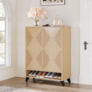 Axyaa 6-Tier Wooden Shoe Cabinet with Doors, Adjustable Shelves Organizer