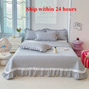 Axyaa Kapok Twill Bed Cover Set with Lace Trim and Pillowcases