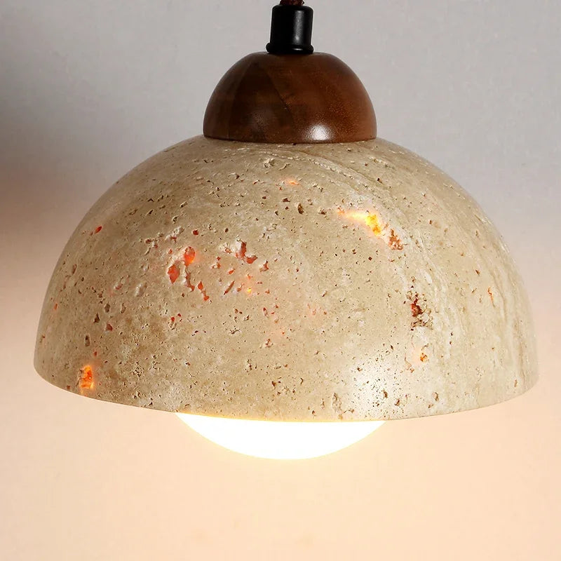 Axyaa Yellow Travertine Wabi-sabi Bedside Pendant Lamp