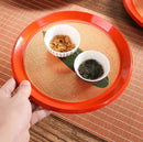 Axyaa Non Slip Round Tray for Serving Dinner, Sushi, Dim Sum, Tea - Commercial Grade