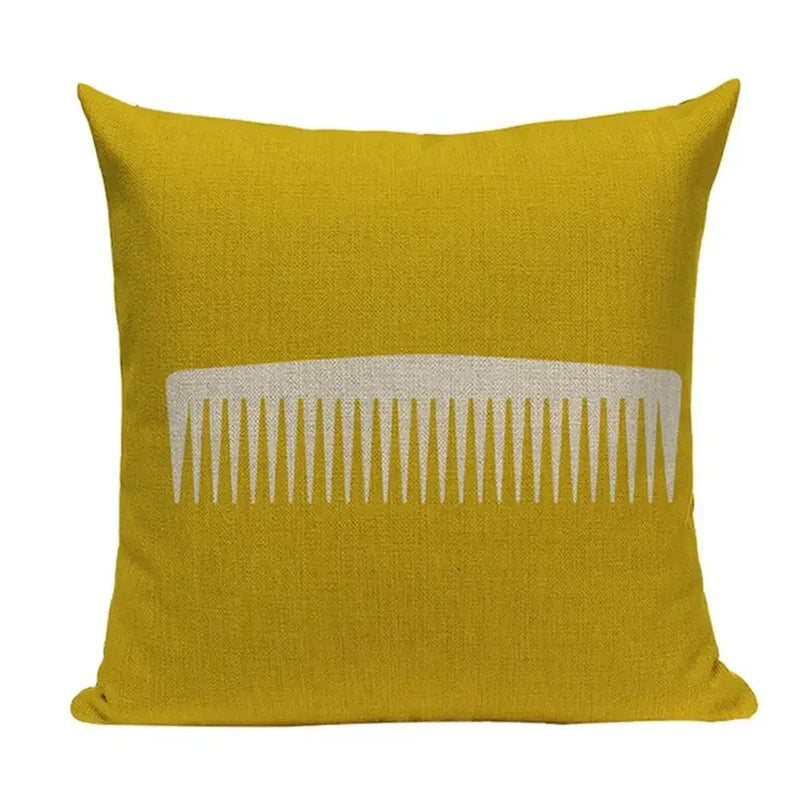 Axyaa Yellow Geometric Linen Pillow Case 45*45cm