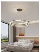Axyaa Modern LED Round Chandelier for Dining Living Bedroom - Dimmable Ceiling Light