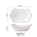 Axyaa 400ml Gold Phoenix Tail Ceramic Bowl for Soup, Pasta, Salad, and More