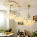 Axyaa Modern Shell Glass Chandelier - Copper Pendant LED Light for Home Decor