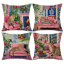 Axyaa Leopard Flower Flamingo Pillowcase Set