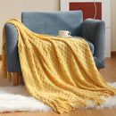Axyaa Orange Red Knit Throw Blanket - Plaid Bedspread for Bed & Sofa