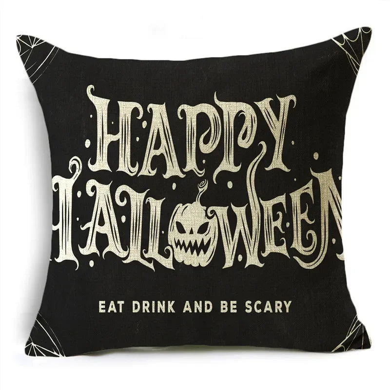 Black White Happy Halloween Trick Or Treat Pillowcase for Axyaa Décor
