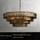 Axyaa Smoke Gray Glass Chandeliers: Classic Round Gold Lustres for Home Ceiling Lighting
