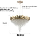 Axyaa Gold K9 Crystal Pendant Light for Bedroom Living Room Dining Kitchen