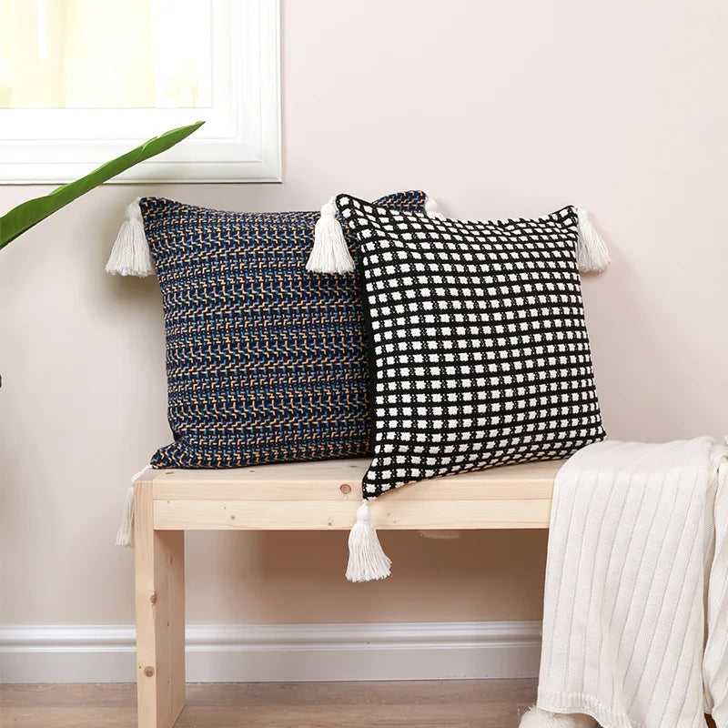 Axyaa Boho Jacquard Tassels Decorative Cushion Cover for Home Decor