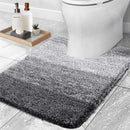 Axyaa Plush Microfiber U-Shaped Bathroom Mat Soft Absorbent Non-Slip Toilet Rugs