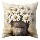 Axyaa Daisy Pillow Covers, 18x18 Inches - Soft Polyester, Country Style