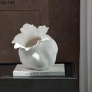 Axyaa White Ceramic Floral Bud Vase - Desk Decoration, Artificial Flowers, Room Decor