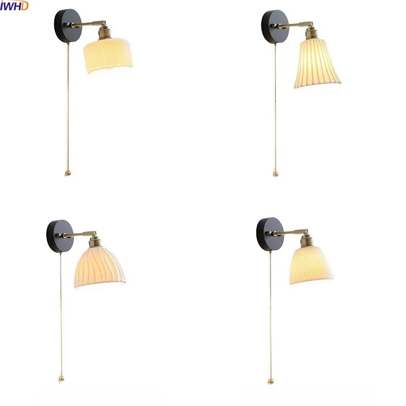 Axyaa White Ceramic LED Wall Sconce: Modern Nordic Decor Wall Lamp Sconce