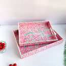 Axyaa Pink Mother-of-pearl Seashell Tray: Handmade Fruit Basket Living Room Organizer