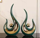 Axyaa Gold Swan Lovers Porcelain Figurines Room Decor Crafts